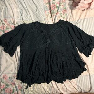 Embroidered Black Women's Peasant Blouse